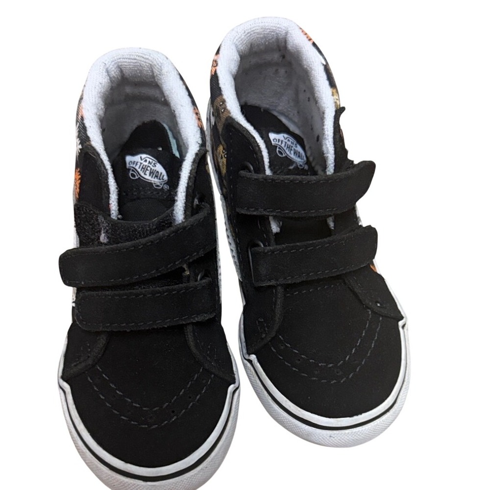 Vans Sk8-Mid Reissue V Toddler Shoes Black Checkerboard Animal Print Size 9.5